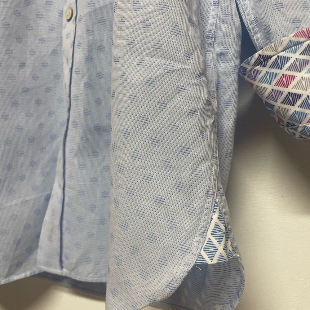 Ted Baker Endurance Light Blue Geometric Button Down Shirt size 16‎ - Picture 6 of 14